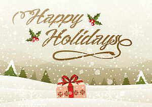 happy holidays, snowman,snowfall, landscape background, vector illustration